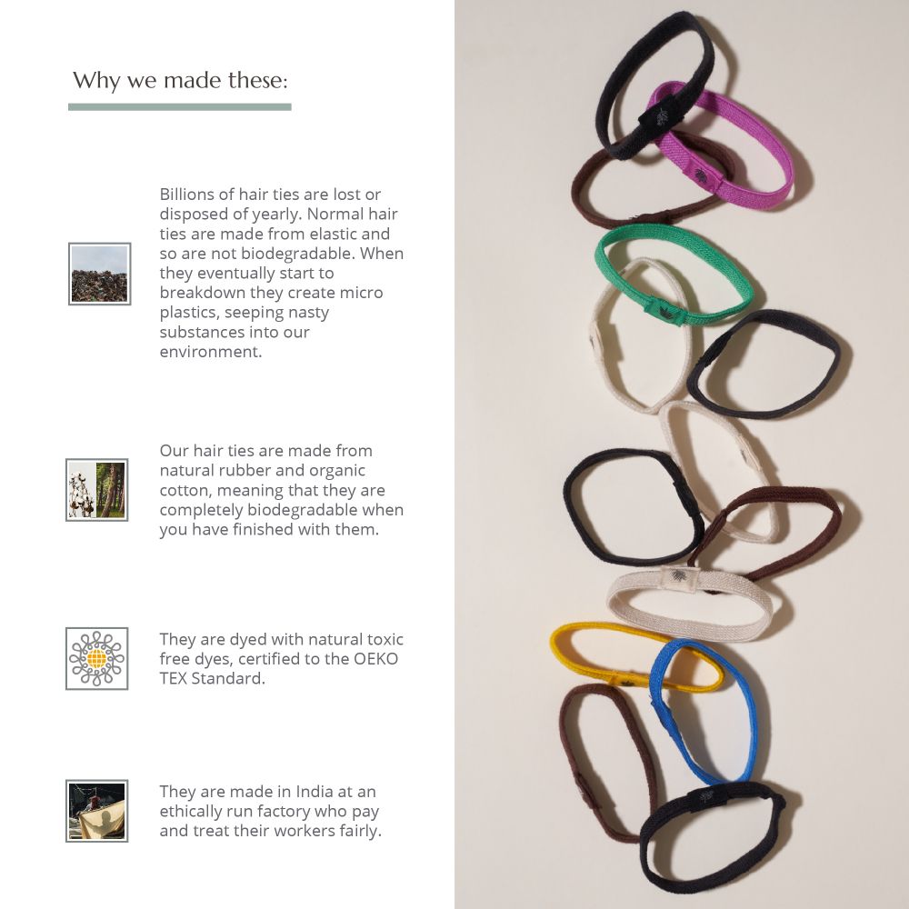 Colourful Plastic Free Hair Ties - 6 Pack