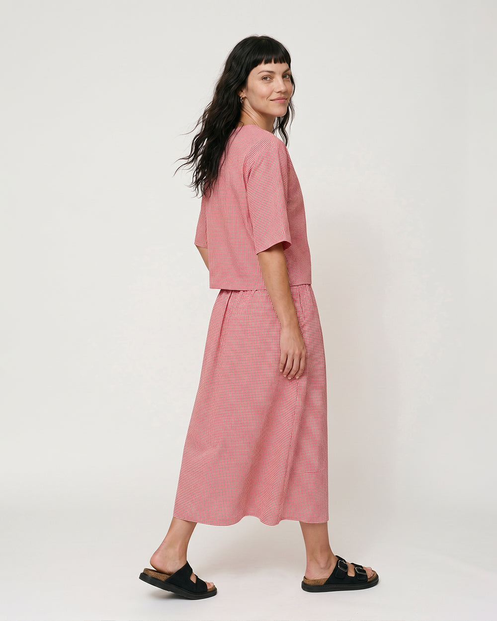 Elle Burgandy Gingham Top