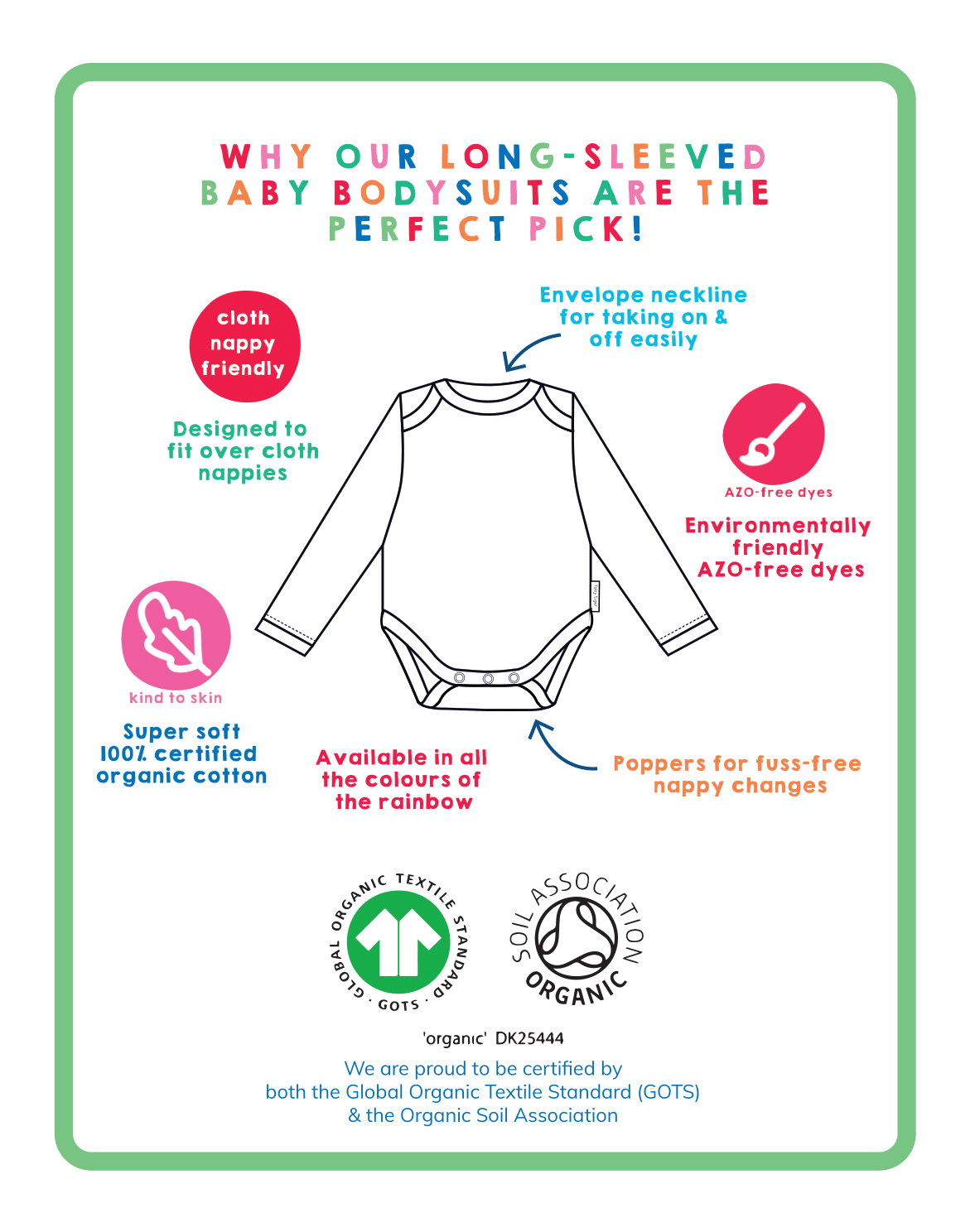 Organic Pink Basic Long-Sleeved Baby Bodysuit