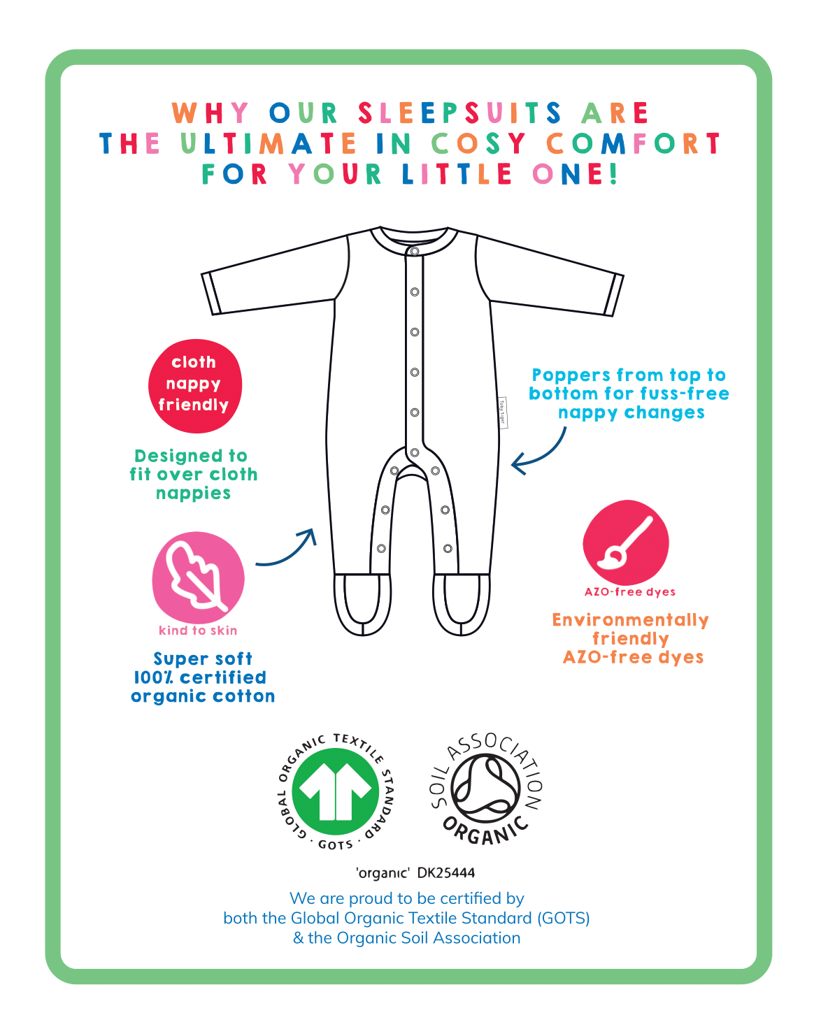 Organic Camping Bear Applique Sleepsuit