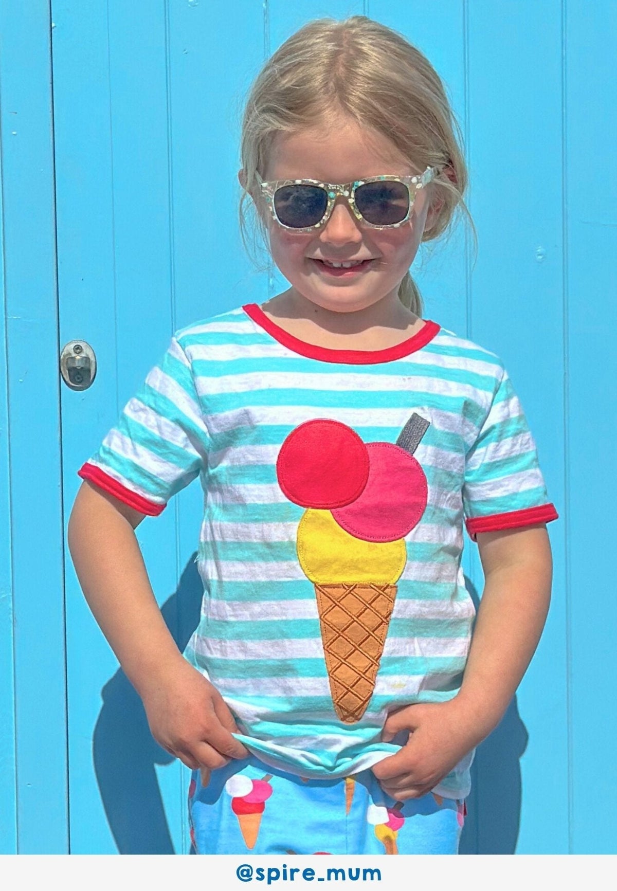 Organic Ice Cream Applique Short-Sleeved T-Shirt