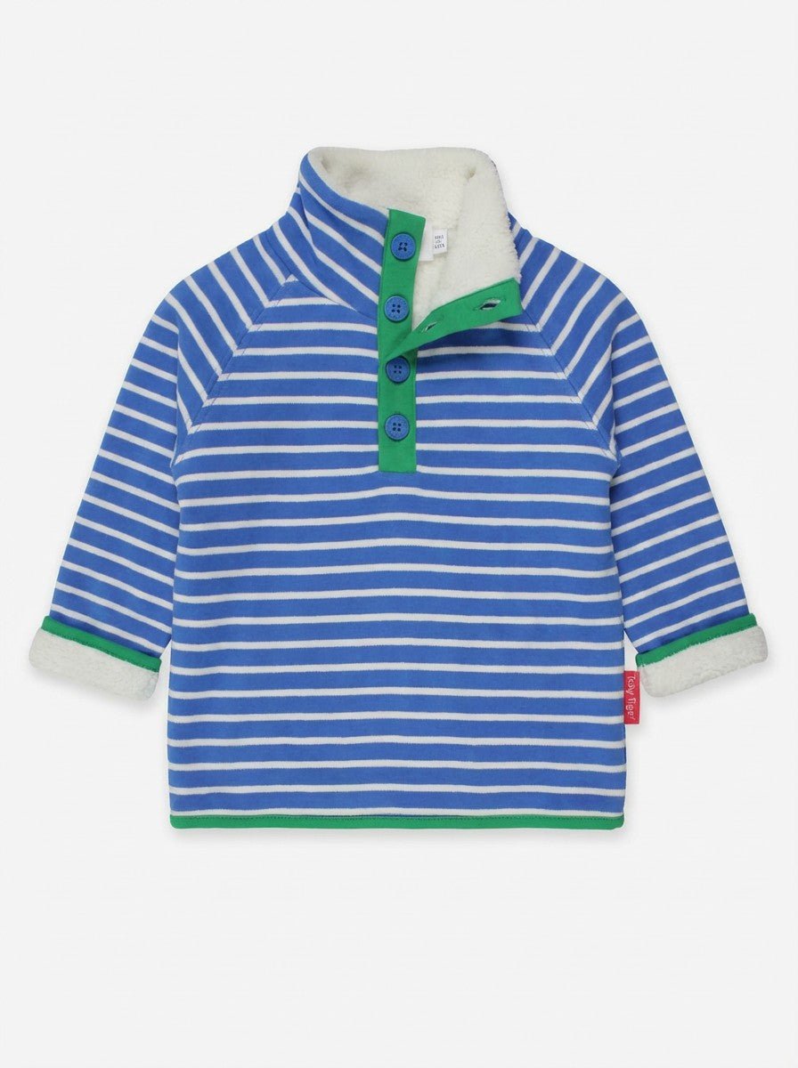 Organic Blue Breton Cosy Fleece Sweatshirt