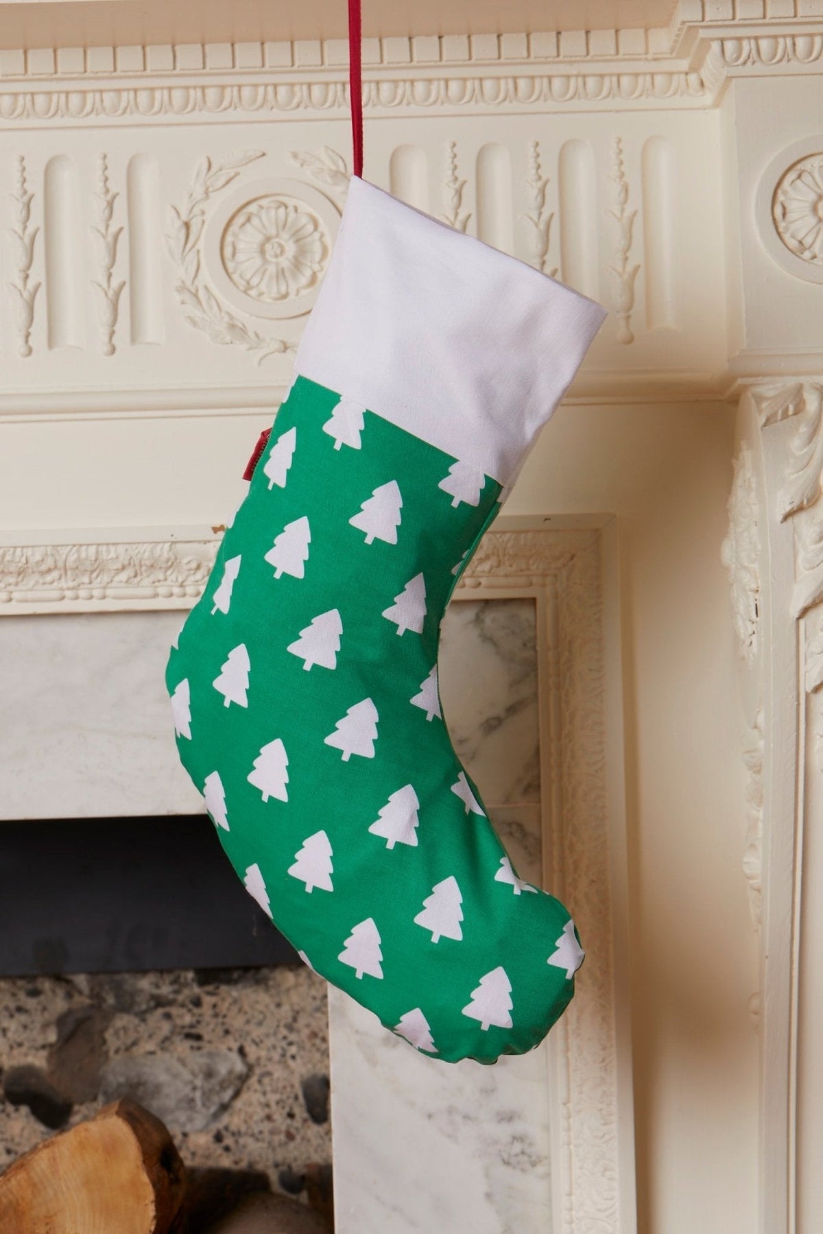 Organic Green Tree Christmas Stocking