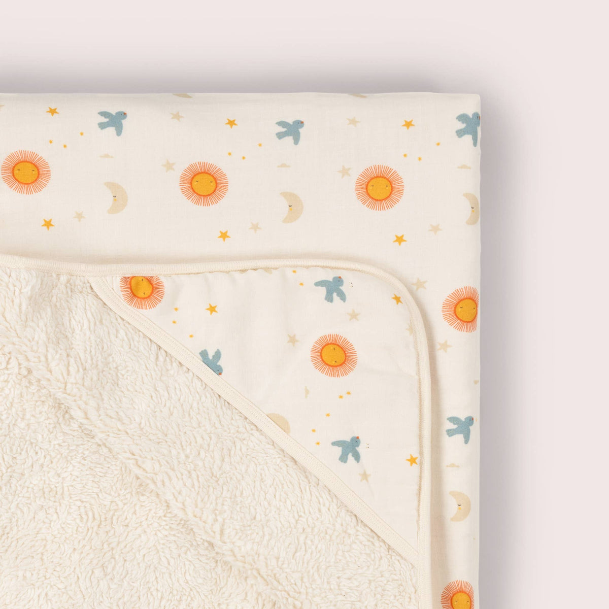 Moon and Sun Sherpa Hooded Organic Baby Blanket
