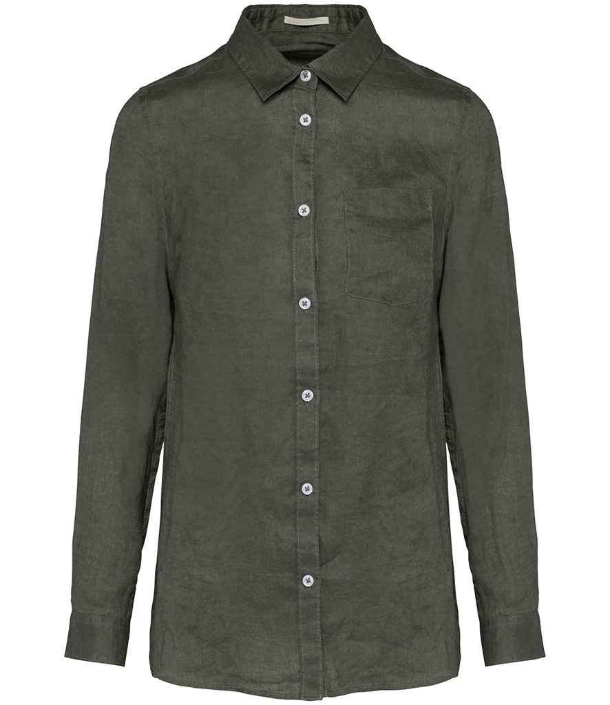 Linen Long Sleeve Shirt: Womens