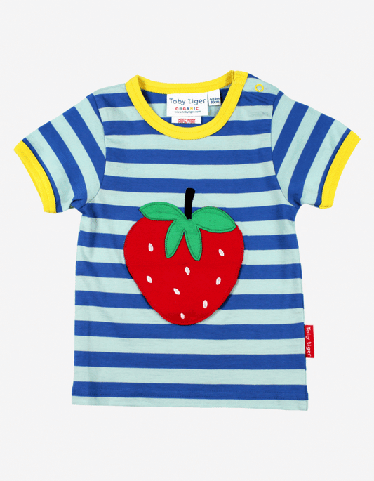 Organic Strawberry Applique Short-Sleeved T-Shirt