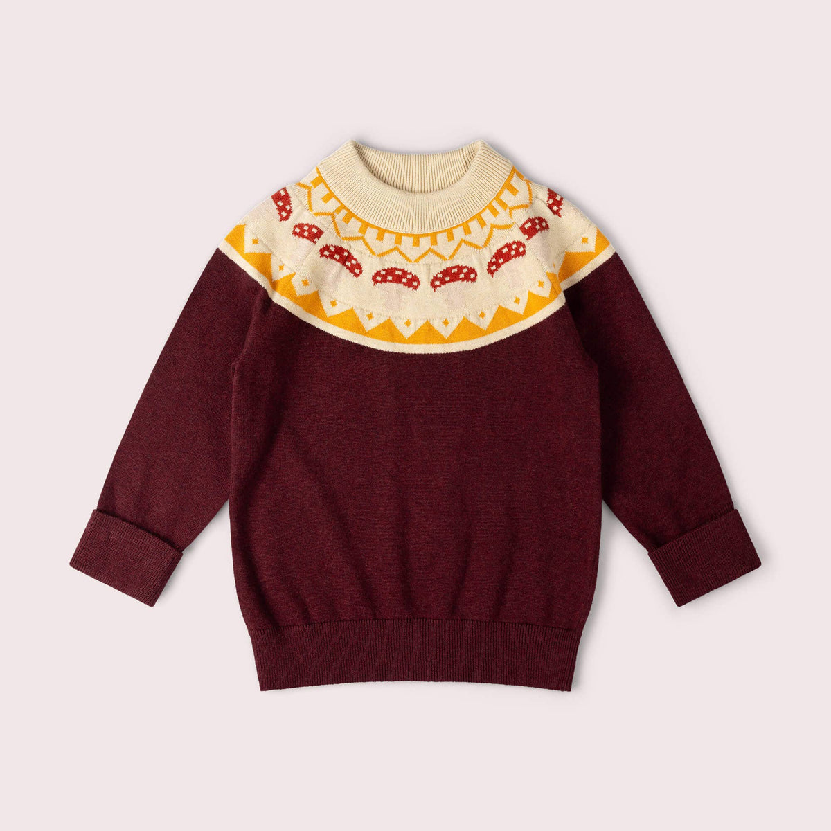 Mushroom Fair Isle Knitted Jumper