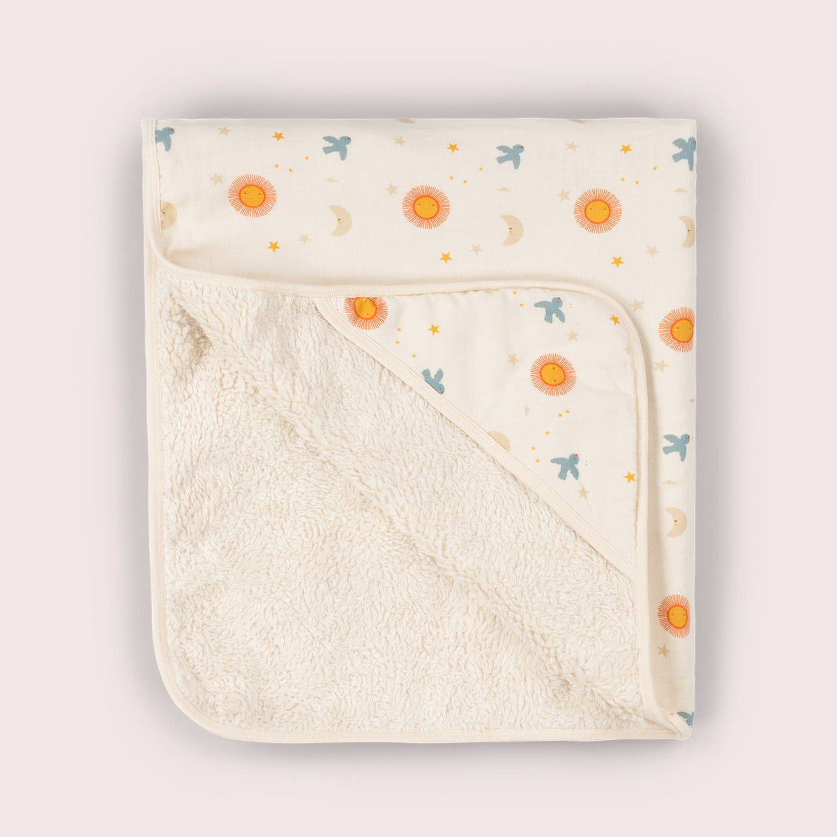 Moon and Sun Sherpa Hooded Organic Baby Blanket