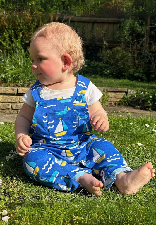 Organic St Ives Print Dungarees