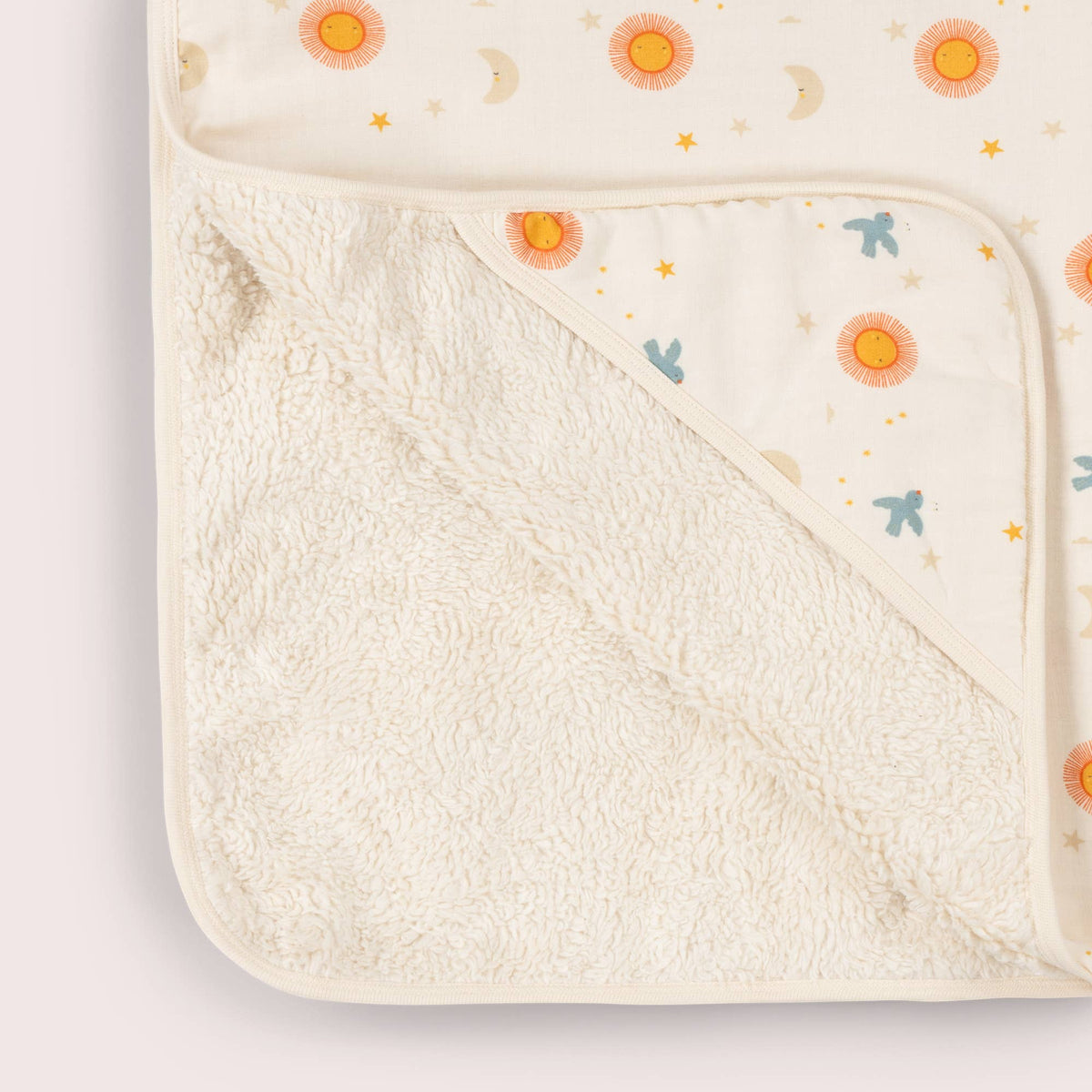 Moon and Sun Sherpa Hooded Organic Baby Blanket