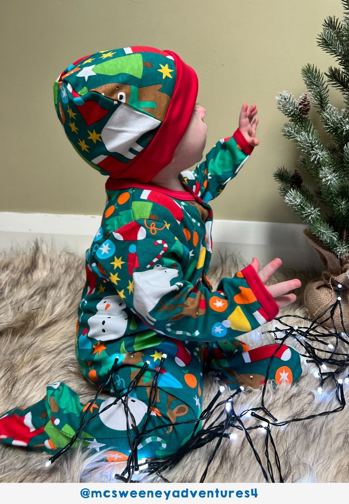 Organic Christmas Bear Print Baby Gift Set