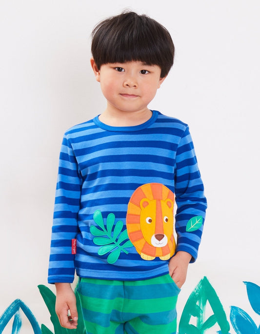 Organic Born Free Lion Applique Long-Sleeved T-Shirt