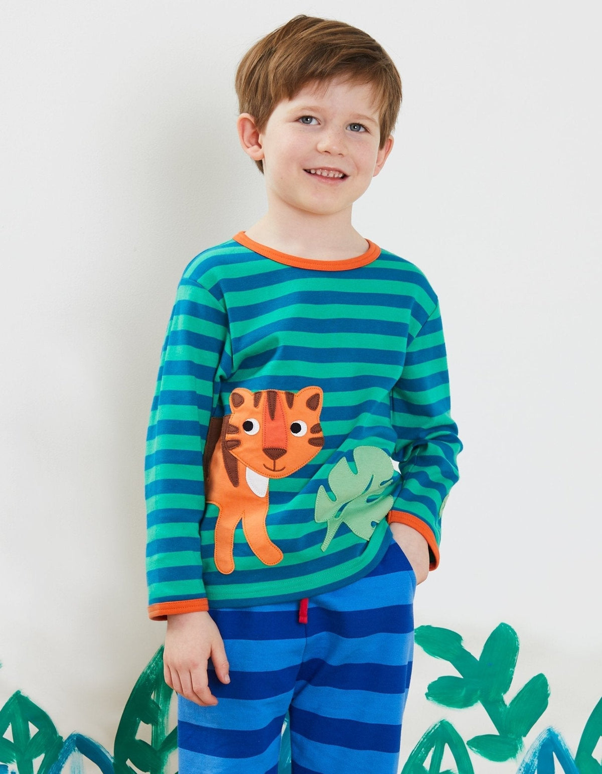Organic Born Free Tiger Applique Long-Sleeved T-Shirt