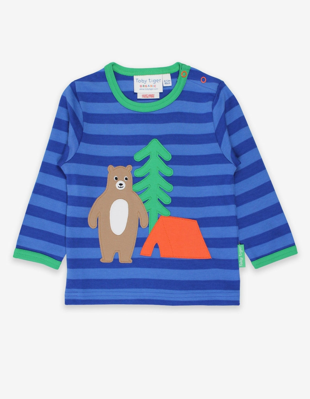 Organic Camping Bear Applique Long-Sleeved T-Shirt