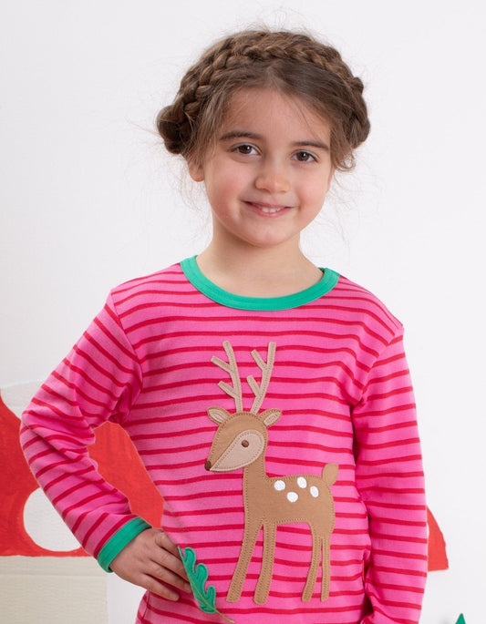 Organic Fawn Applique Long-Sleeved T-Shirt