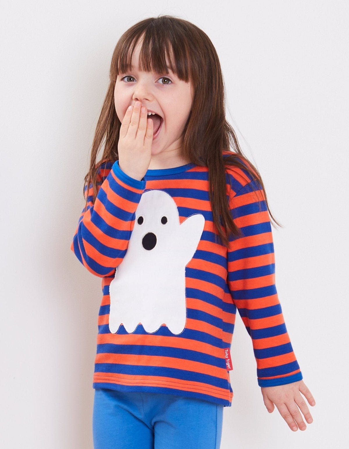 Organic Halloween Ghost Applique Long-Sleeved T-Shirt