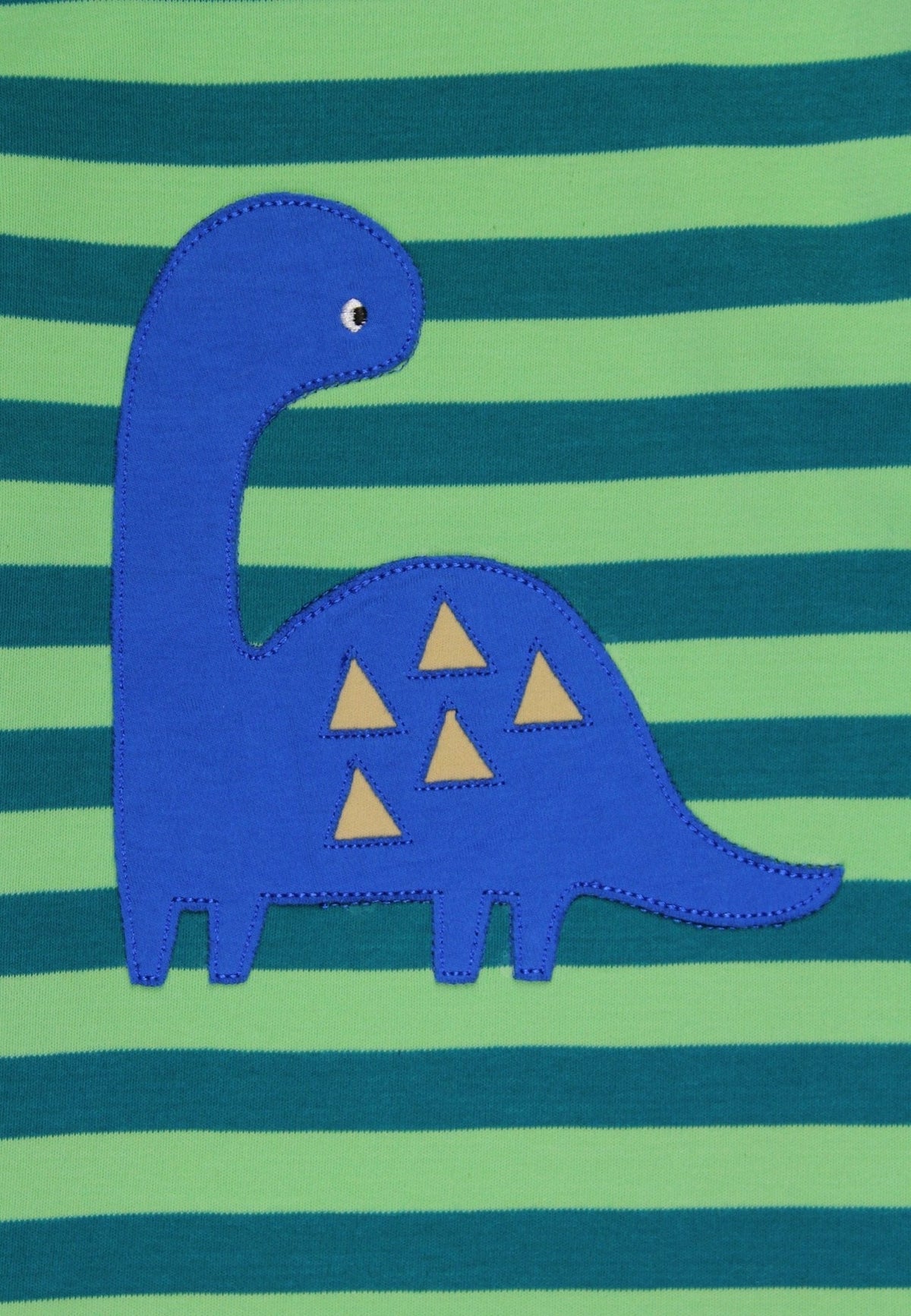 Organic Green Tonal Dinosaur Applique Long-Sleeved T-Shirt