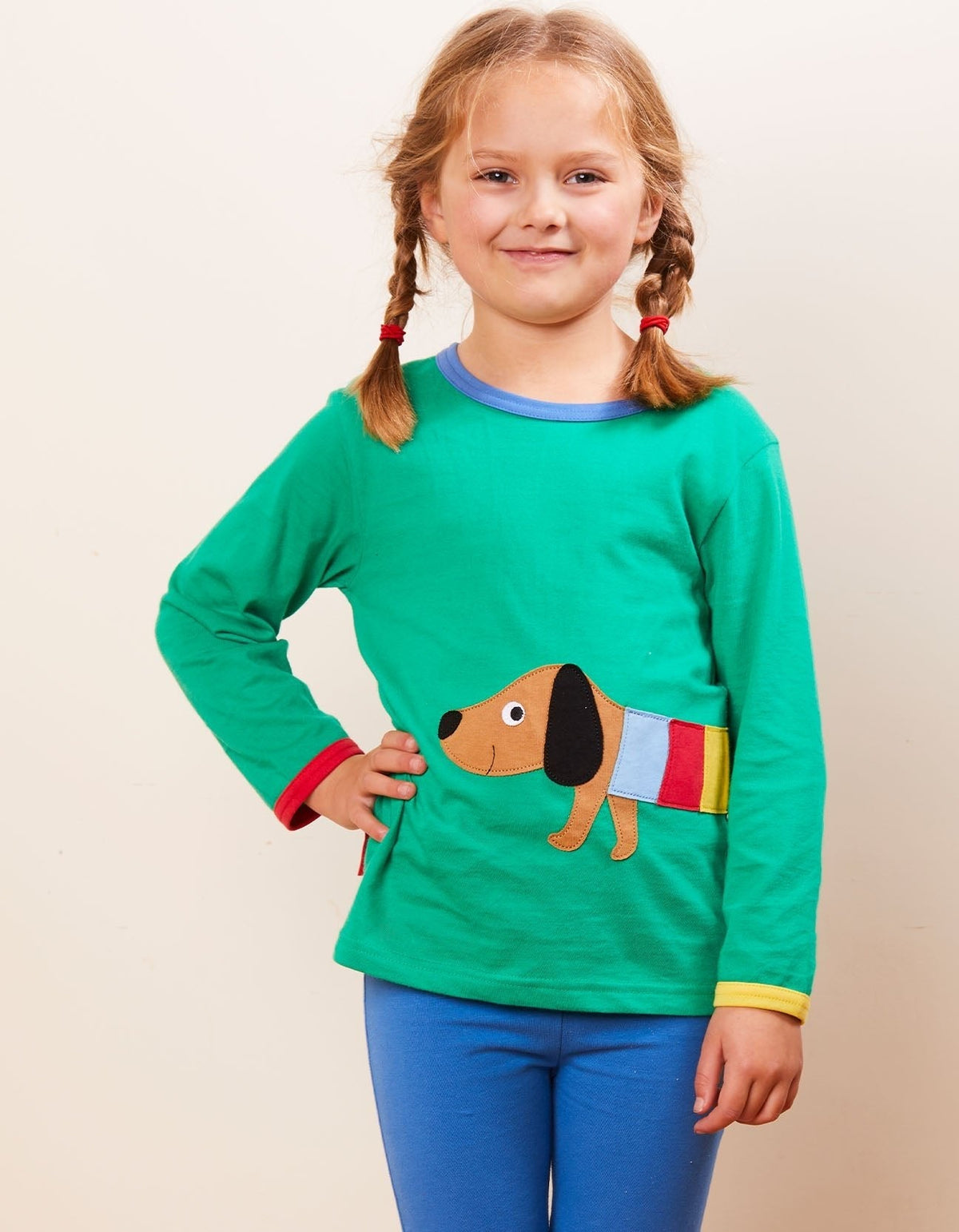 Organic Multi Sausage Dog Applique Long-Sleeved T-Shirt