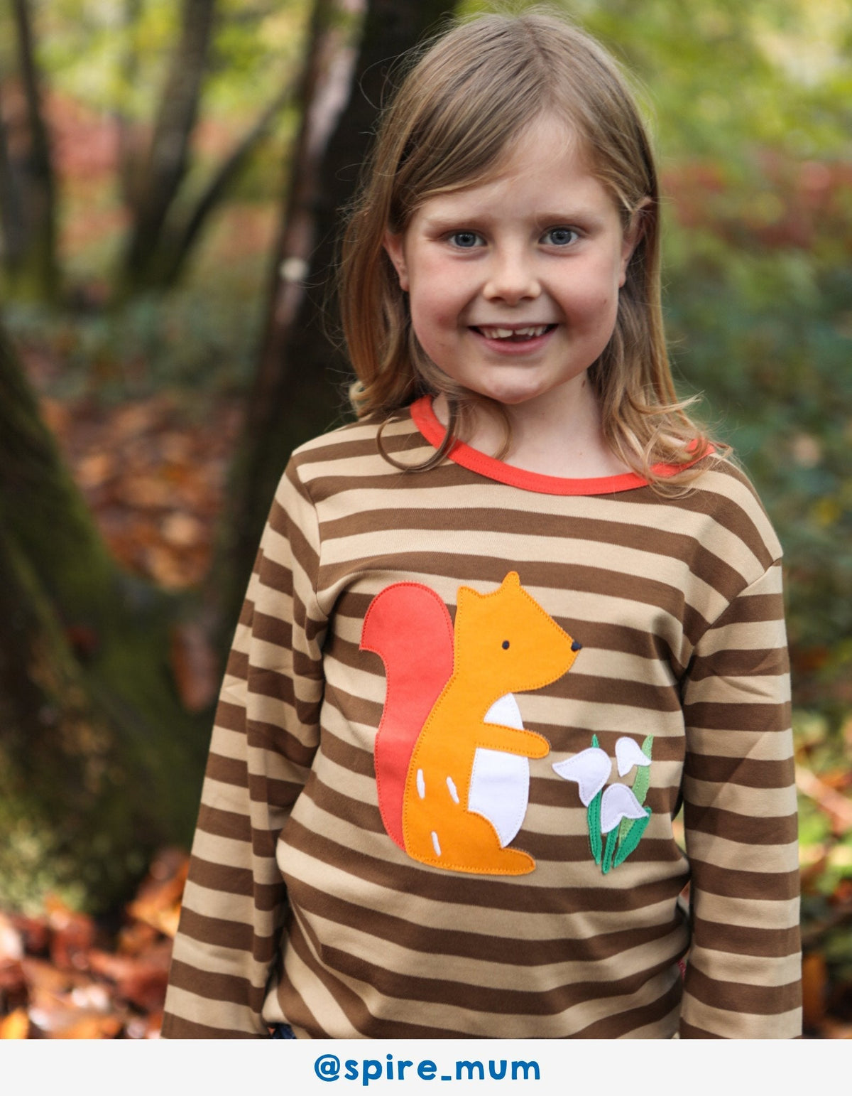 Organic Squirrel Applique Long-Sleeved T-Shirt