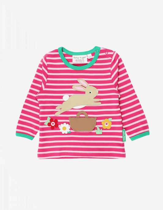 Organic Leaping Bunny Applique Long-Sleeved T-Shirt