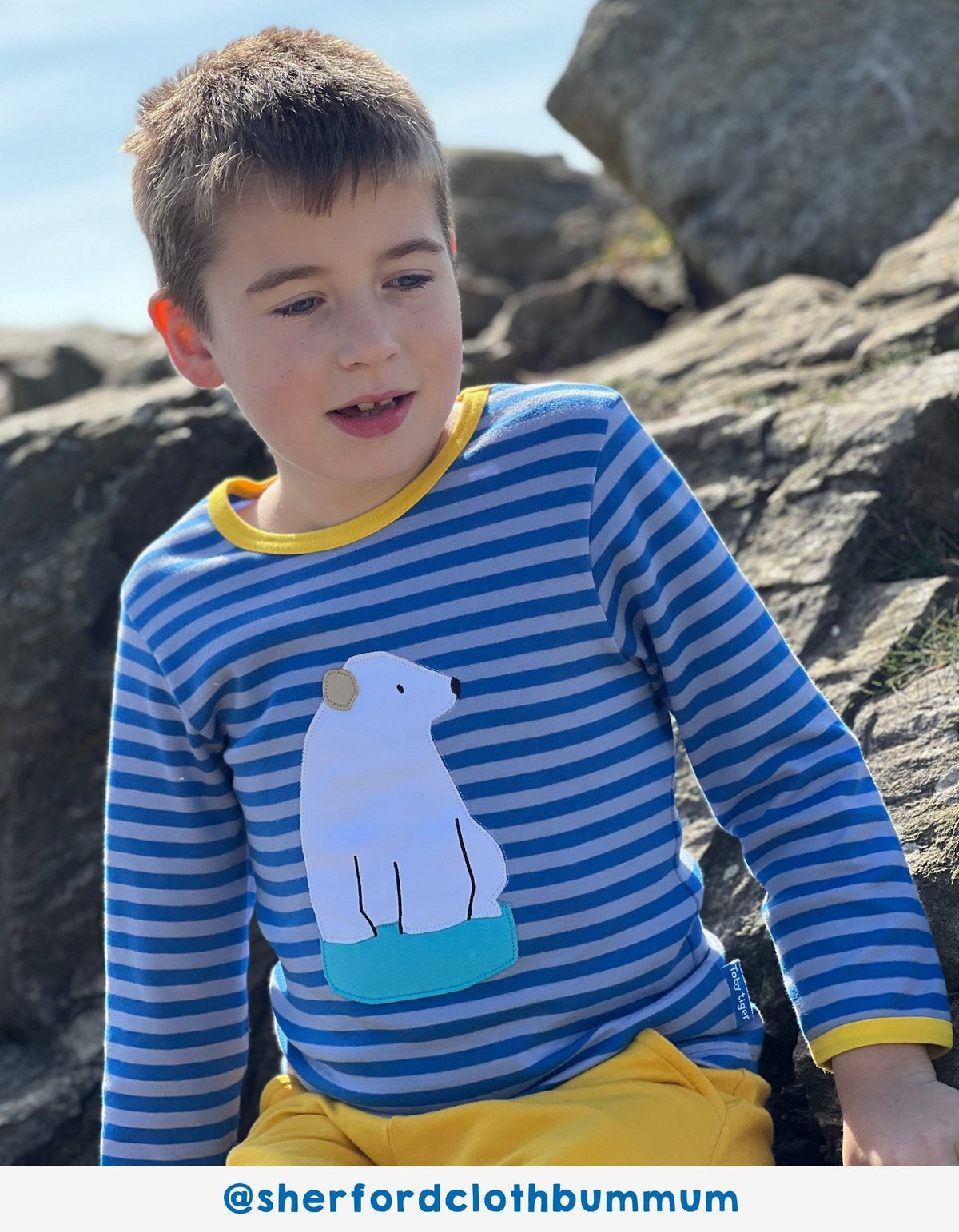 Organic Polar Bear Applique Long-Sleeved T-Shirt