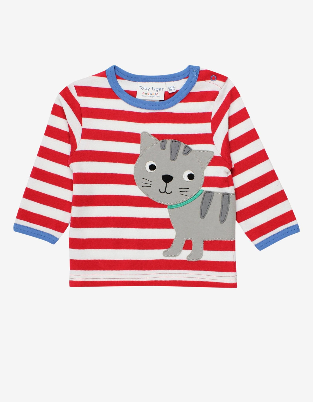 Organic Tabby Cat Applique Long-Sleeved T-Shirt