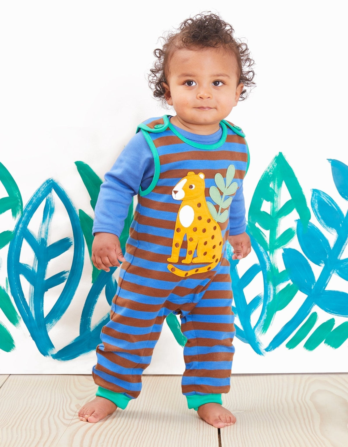 Organic Blue Basic Long-Sleeved Baby Bodysuit