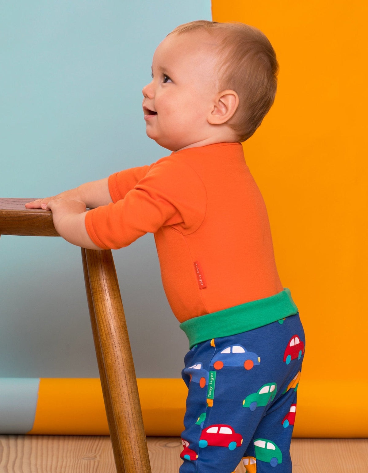Organic Orange Basic Long-Sleeved Baby Bodysuit