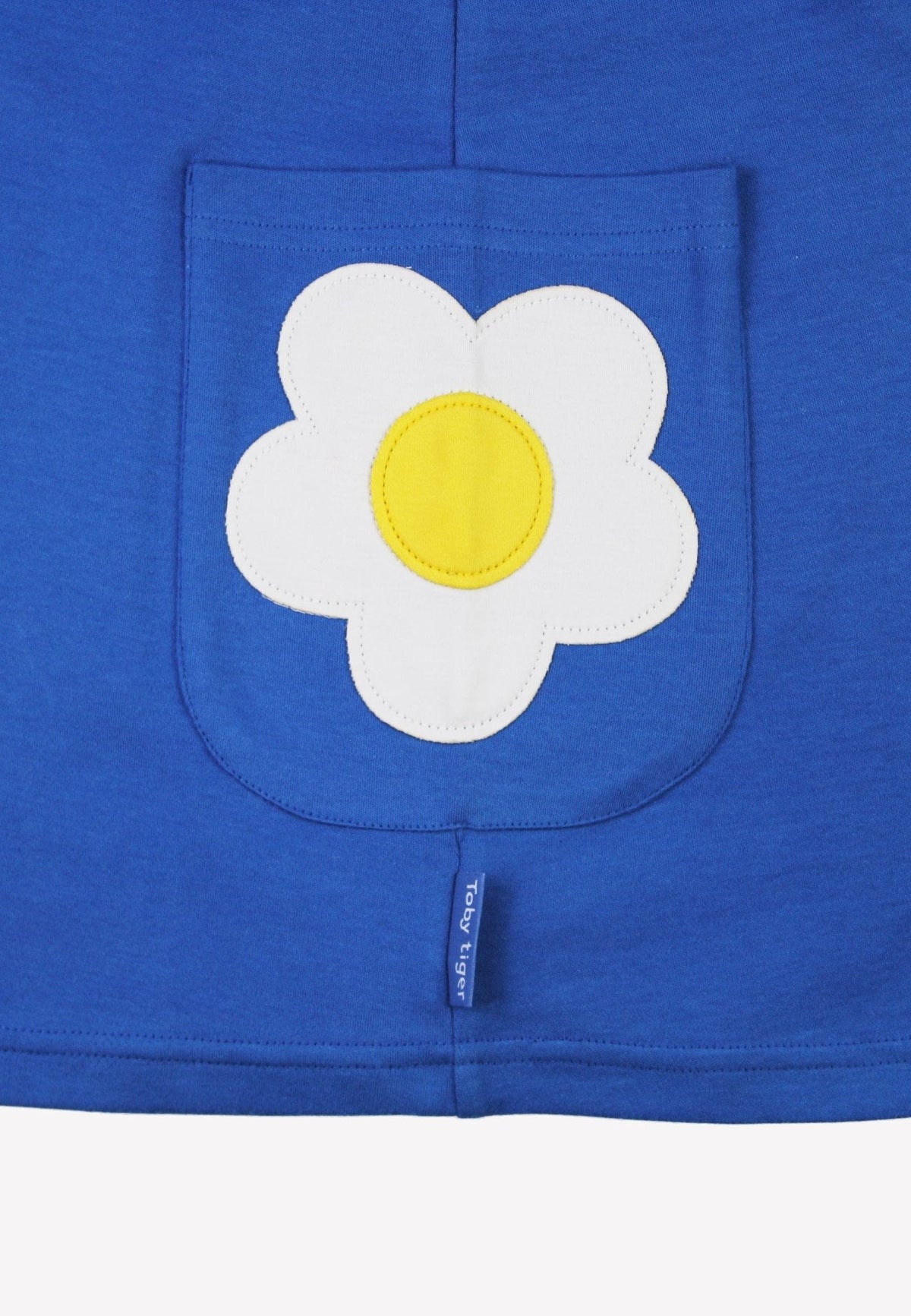 Organic Blue Daisy Applique Long-Sleeved Dress