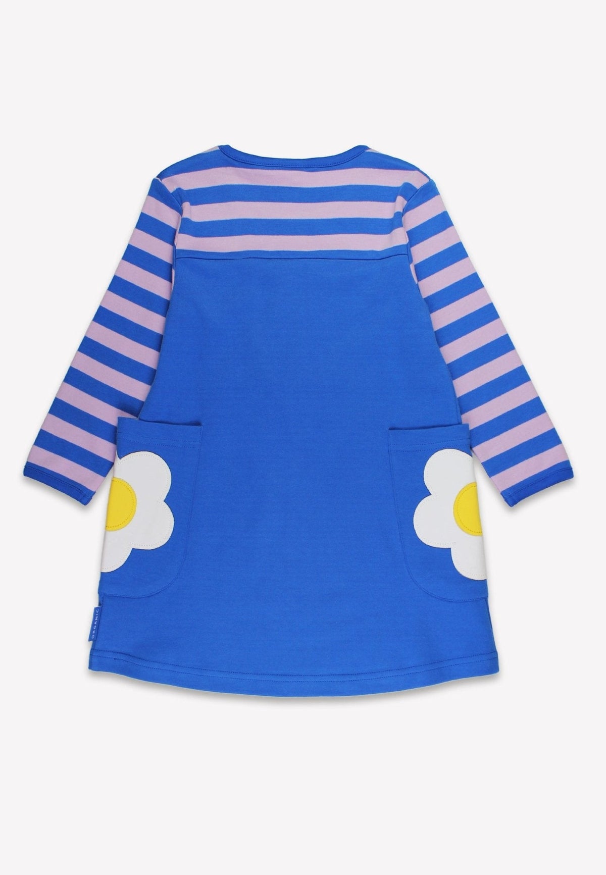 Organic Blue Daisy Applique Long-Sleeved Dress