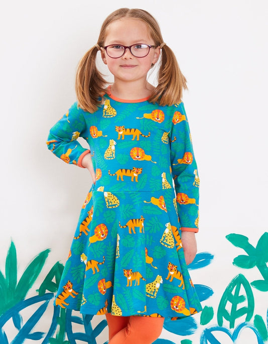 Organic Wild Cats Print Skater Dress