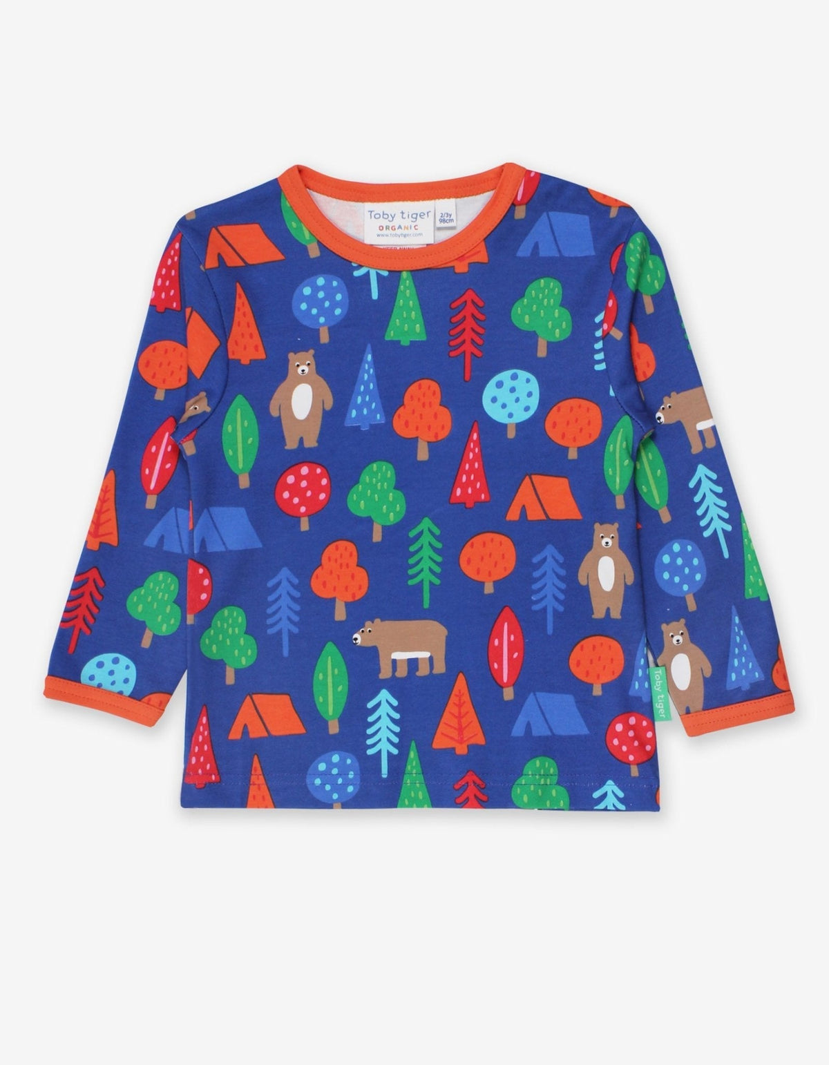 Organic Camping Bear Print Long-Sleeved T-Shirt