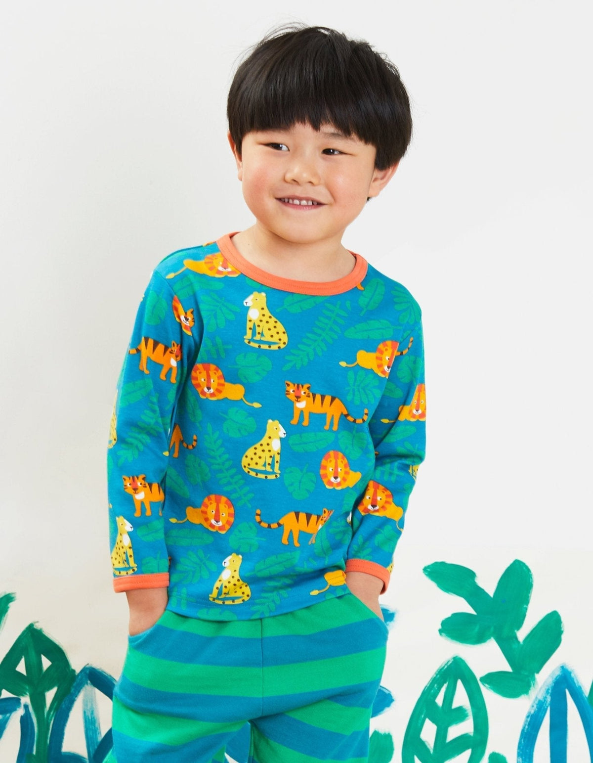 Organic Wild Cats Print Long-Sleeved T-Shirt