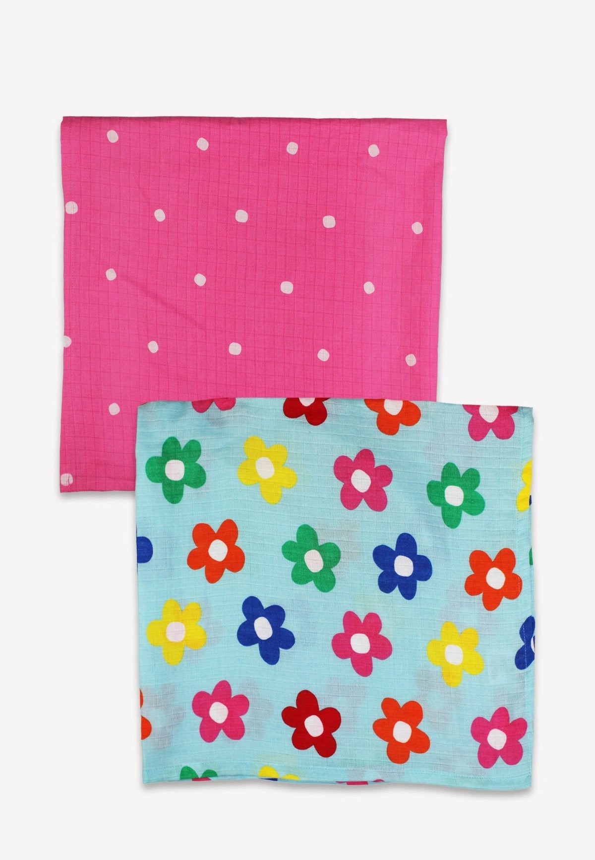 Organic Rainbow Bloom Print 2 Pack Muslins