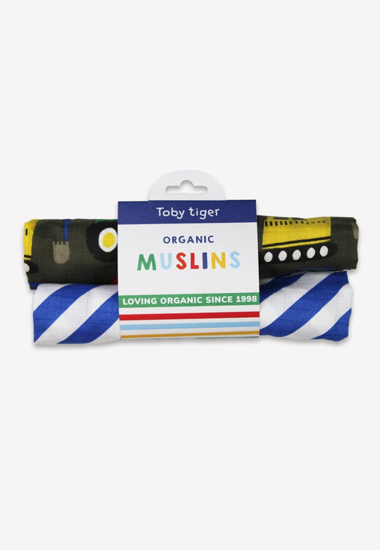 Organic Transport Print Muslin 2-Pack