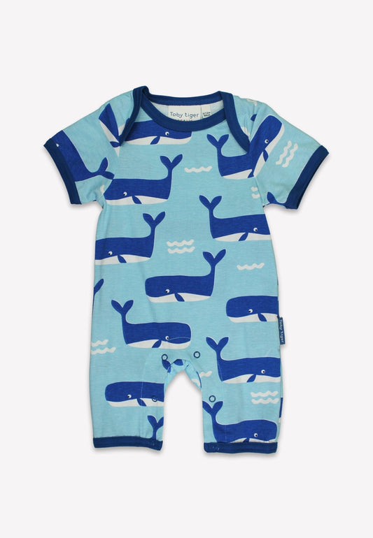 Organic Whale Waves Print Romper