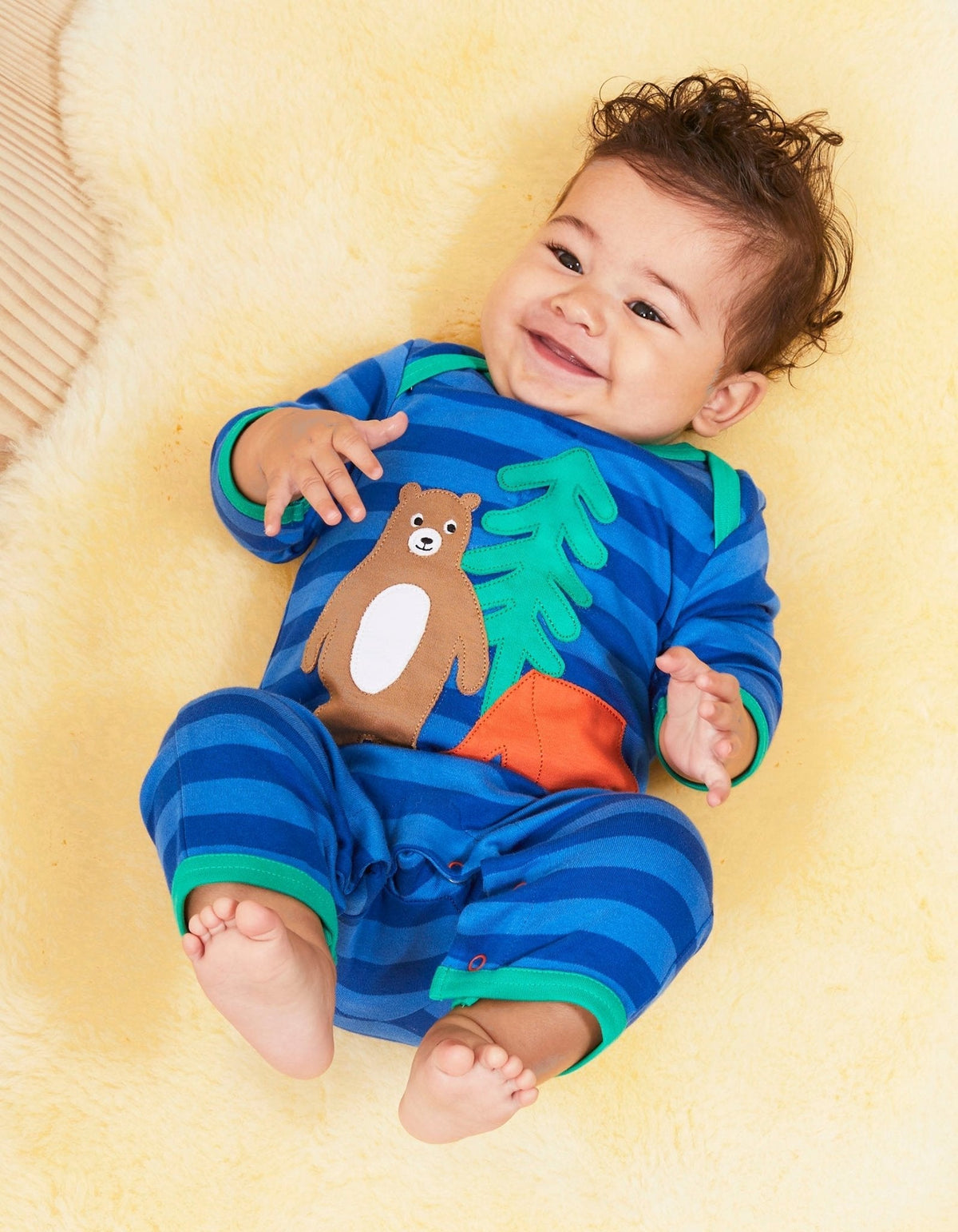 Organic Camping Bear Applique Sleepsuit