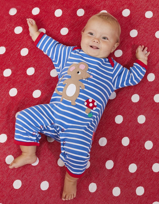 Organic Mouse and Mushroom Applique Sleepsuit