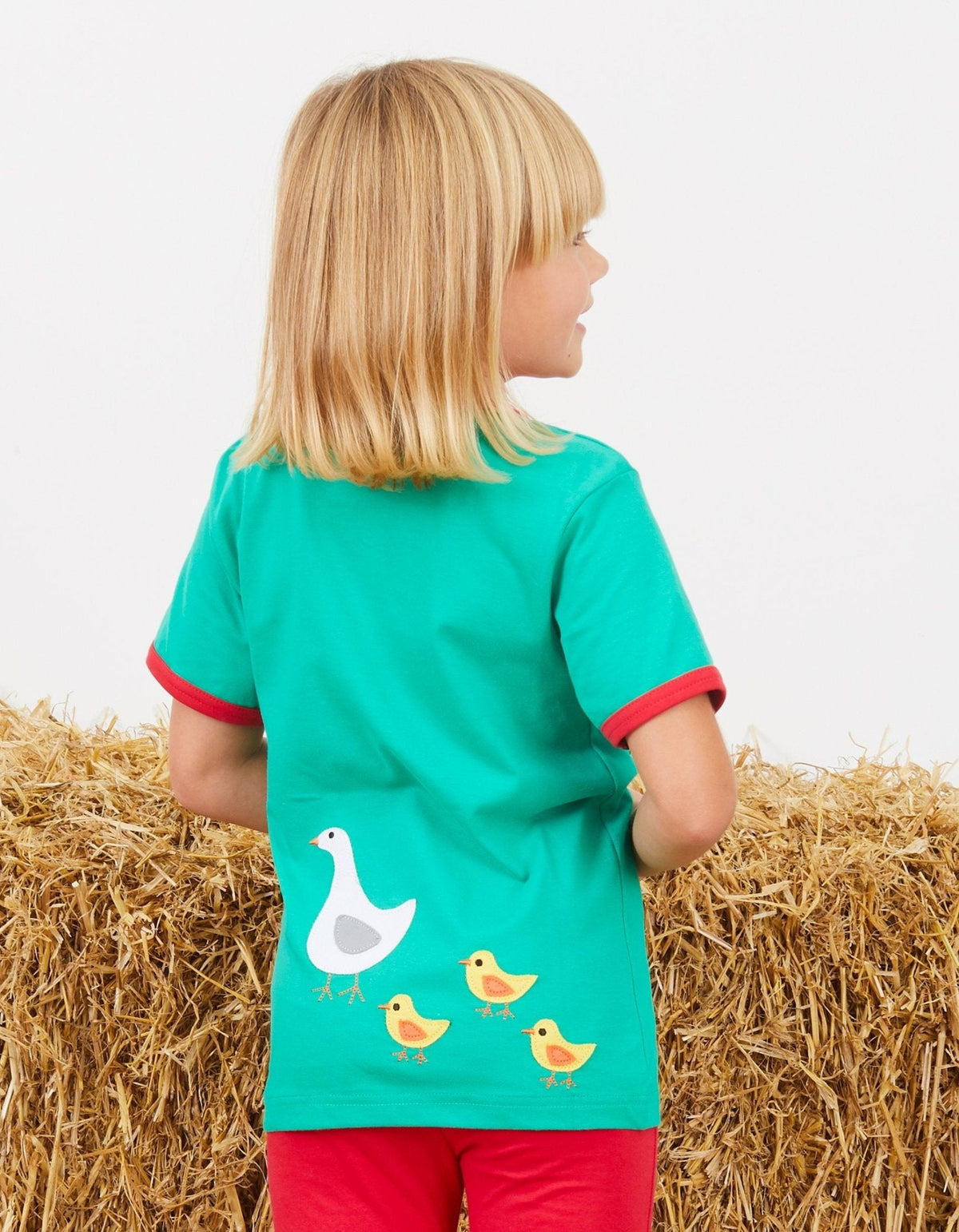 Organic Animal Farm Applique Short-Sleeved T-Shirt