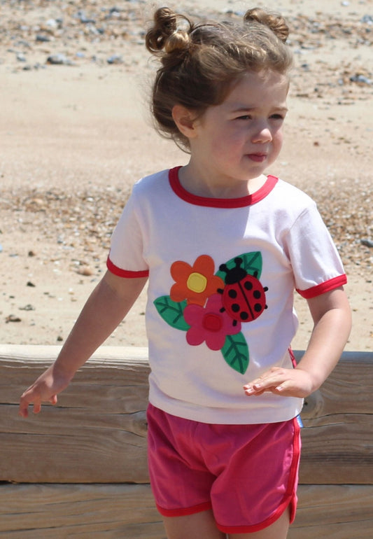 Organic Ladybird Applique Short-Sleeved T-Shirt