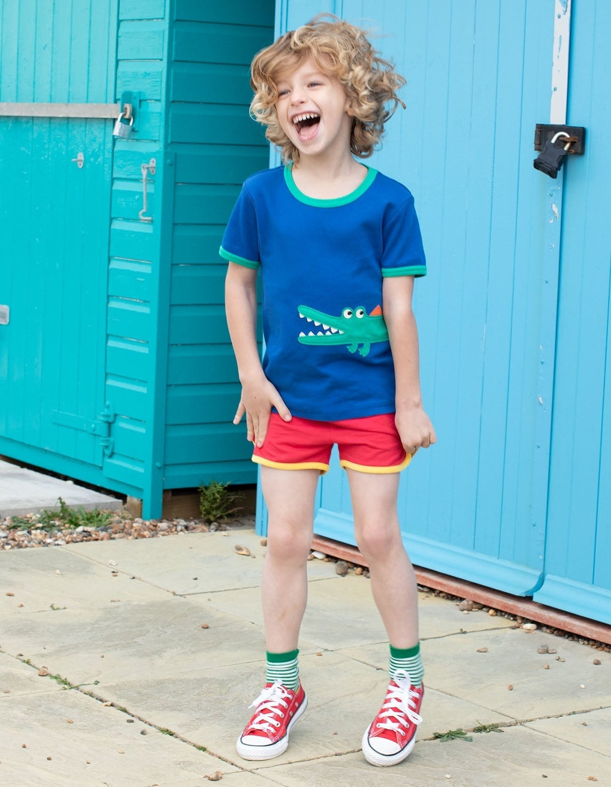 Organic Crocodile Applique Short-Sleeved T-Shirt
