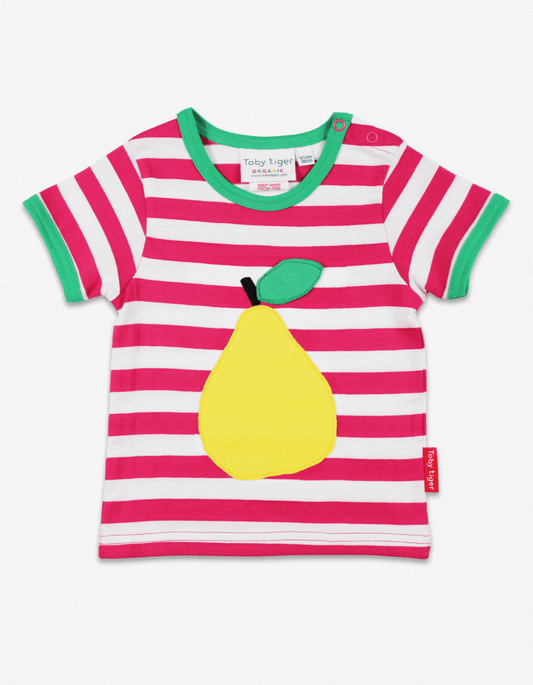 Organic Pear Applique Short-Sleeved T-Shirt