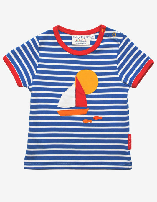 Organic Sailboat Applique Short-Sleeved T-Shirt