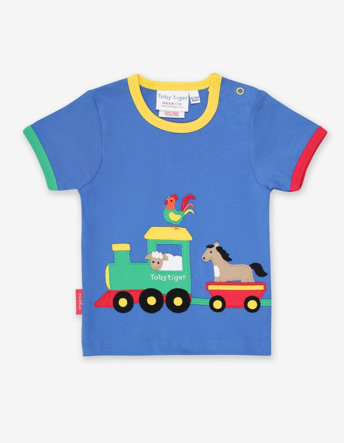 Organic Animal Train Applique Short-Sleeved T-Shirt