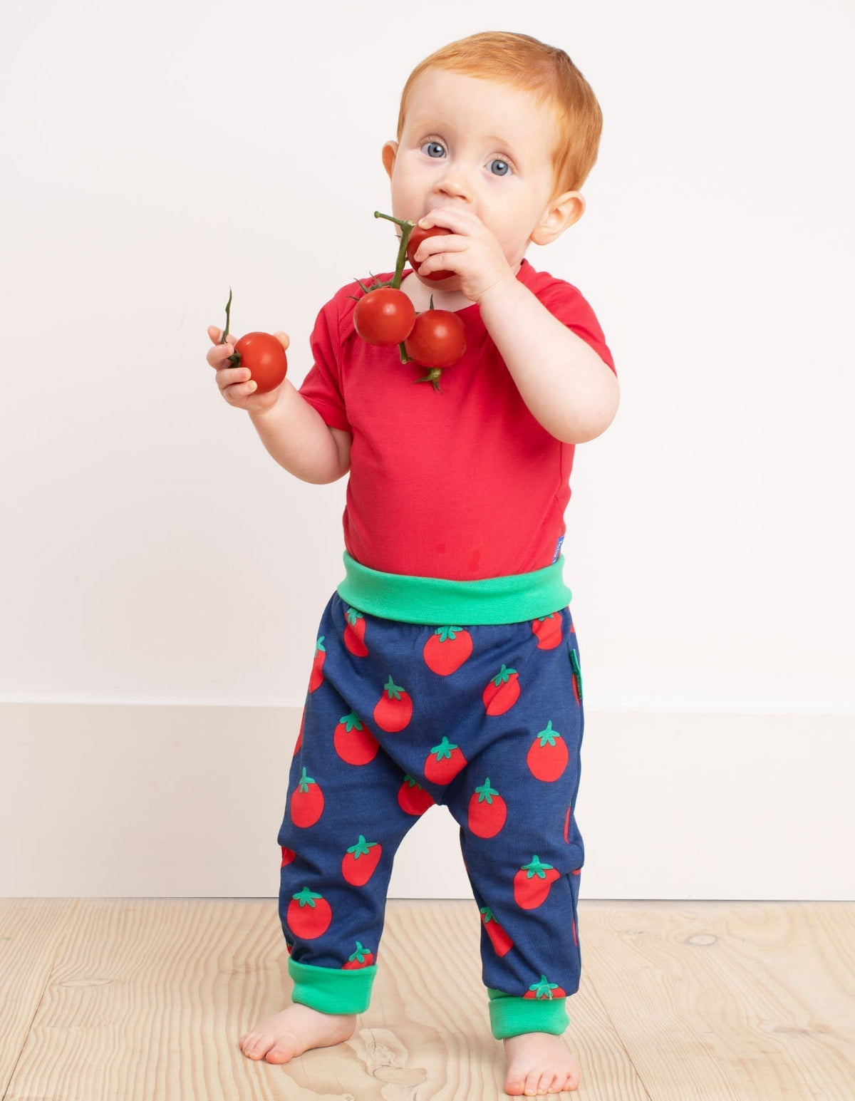 Organic Red Basic Short-Sleeved Baby Bodysuit