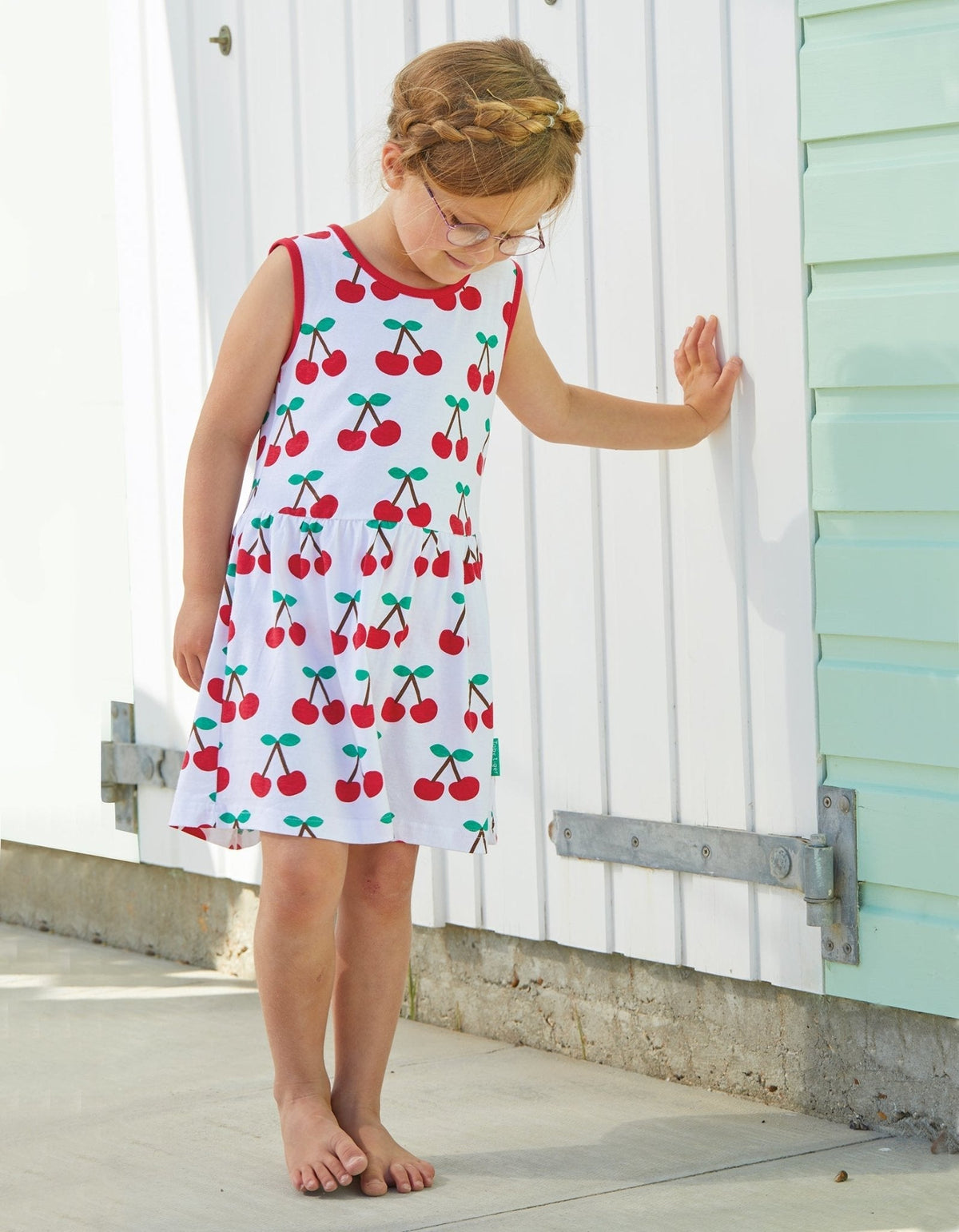 Organic Cherry Print Summer Dress