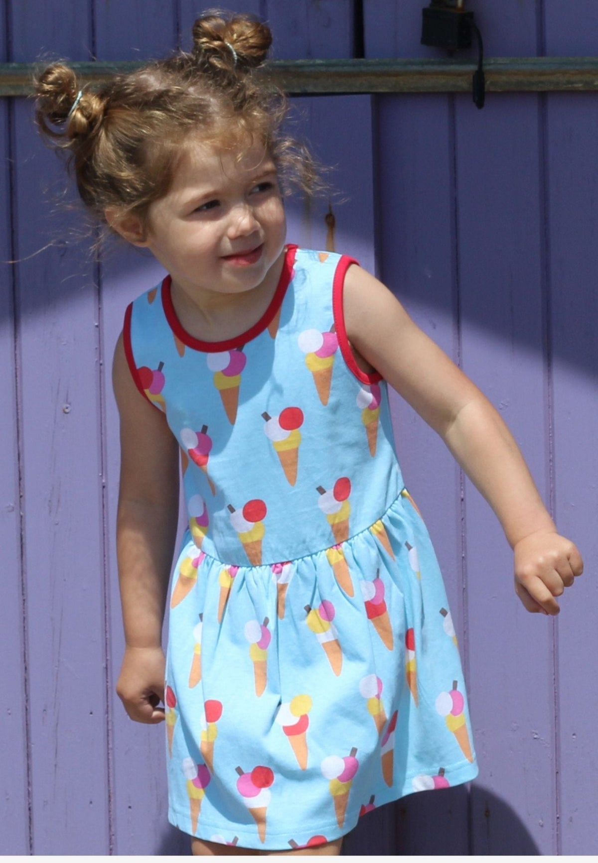 Organic Ice Cream Cones Print Summer Dress