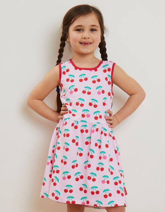 Organic Cherry Print Summer Dress
