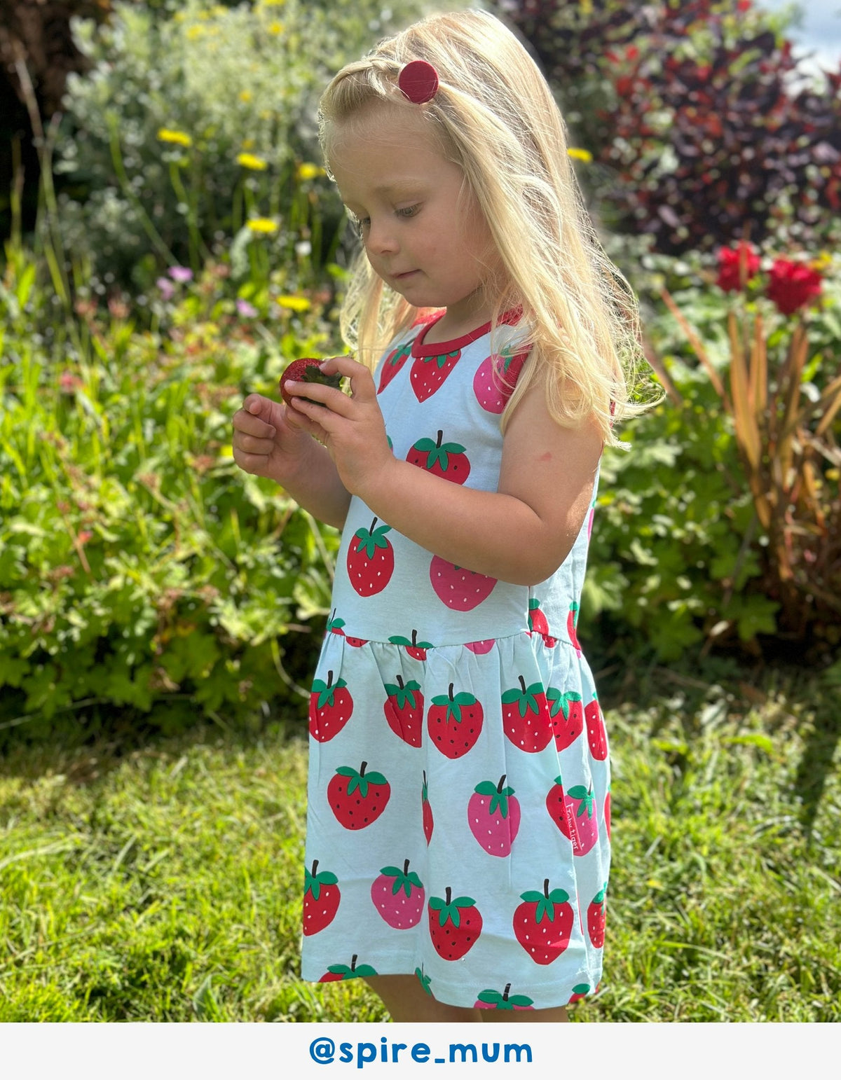 Organic Strawberry Print Summer Dress