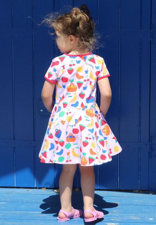 Organic Picnic Print Short Sleeved Skater Dress